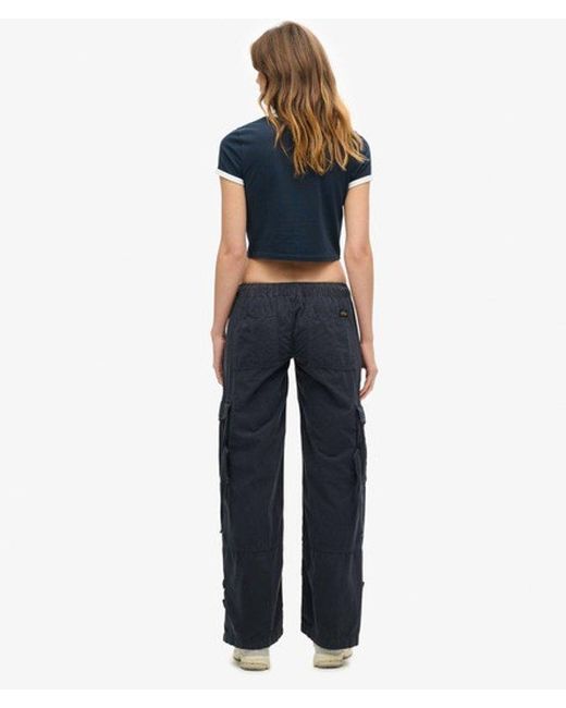 Superdry Blue & Co Low Rise Wide Leg Cargo Pants