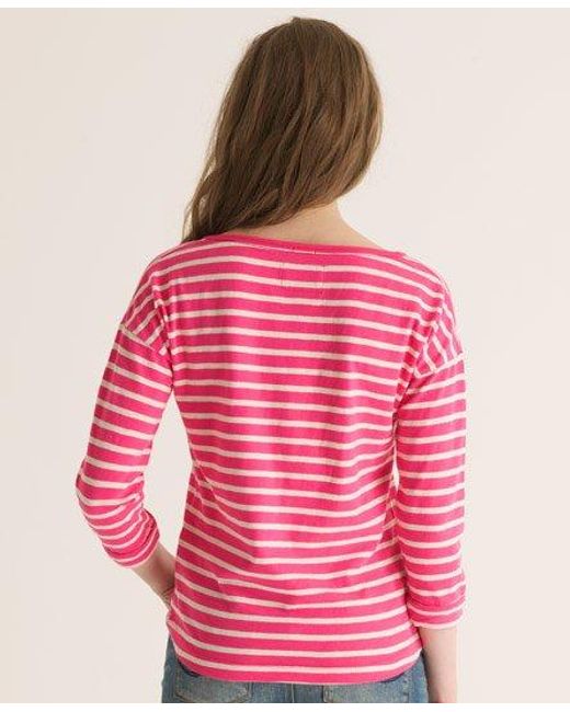 Superdry Pink Icarus Boating T-Shirt Shocking Stripe