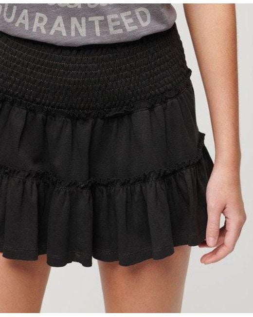 Superdry Black Tiered Jersey Mini Skirt