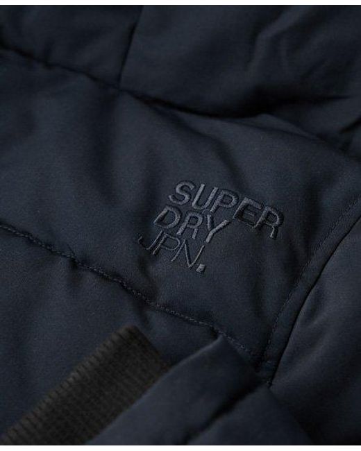 Superdry Blue Fully Lined Embroidered Badge Hooded Everest Puffer Bomber Jacket
