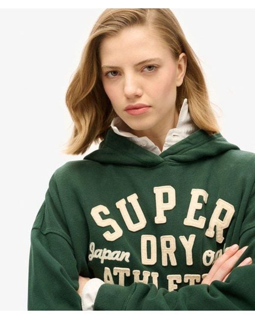 Superdry Green & Co Athletic Essentials Applique Oversized Hoodie