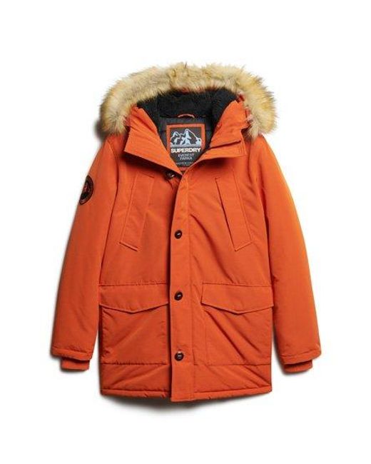 Superdry Orange Everest Faux Fur Hooded Parka Coat for men