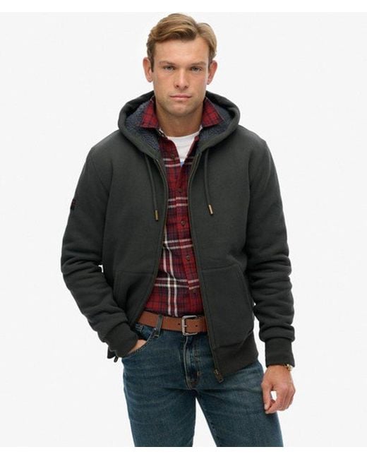 Superdry Hoodie Met Borgvoering En Rits in het Black voor heren