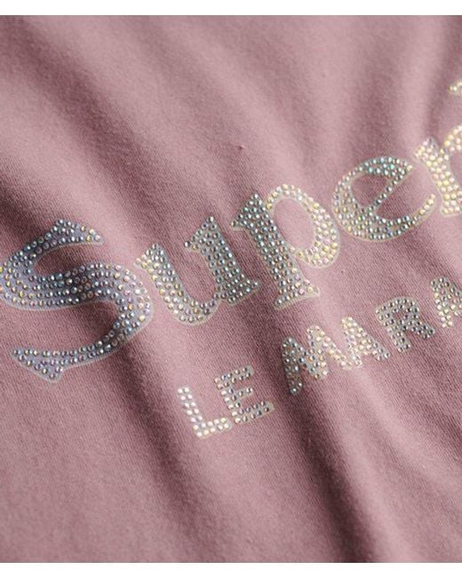 Superdry Pink & Co Venue Metallic Relaxed T-shirt