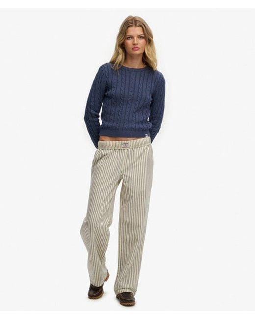 Superdry Blue Essentials Slim Cable Jumper