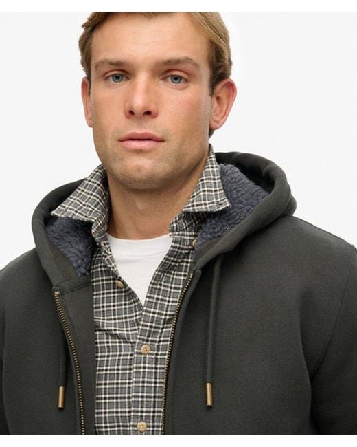Superdry Black Borg Lined Zip Hoodie for men