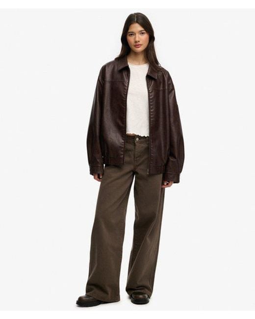 Superdry Brown & Co Collared Oversized Bomber Jacket