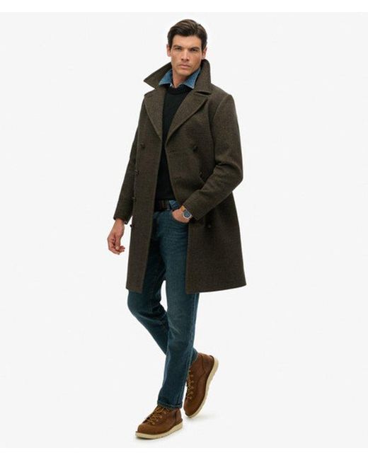 Superdry Black & Co The Merchant Store - Wool Blend Long Coat for men