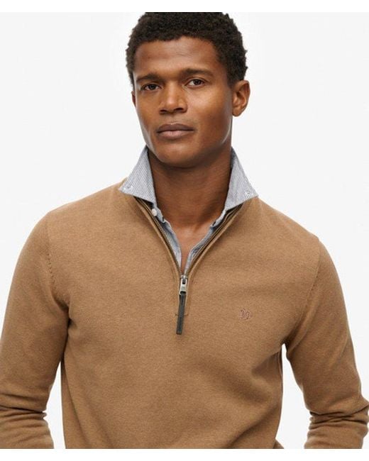Homme Pull À Demi-Zip Essentials En Coton Taille Superdry pour homme en coloris Natural