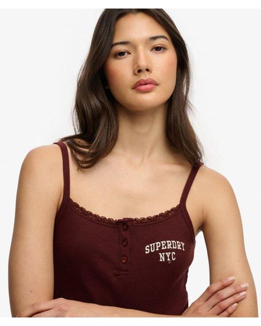 Superdry & Co Athletic Essentials Embroidered Button Cami Top