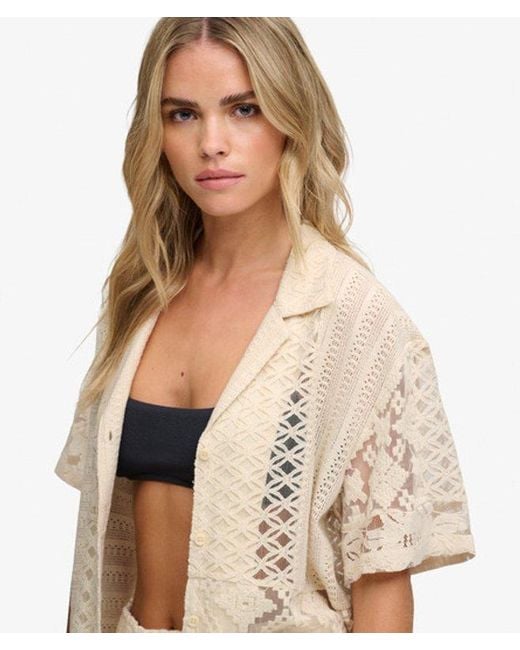 Superdry Natural & Co Lace Patchwork Beach Resort Shirt