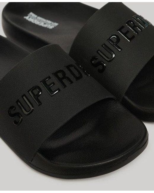 Superdry Black Vegan Logo Pool Sliders