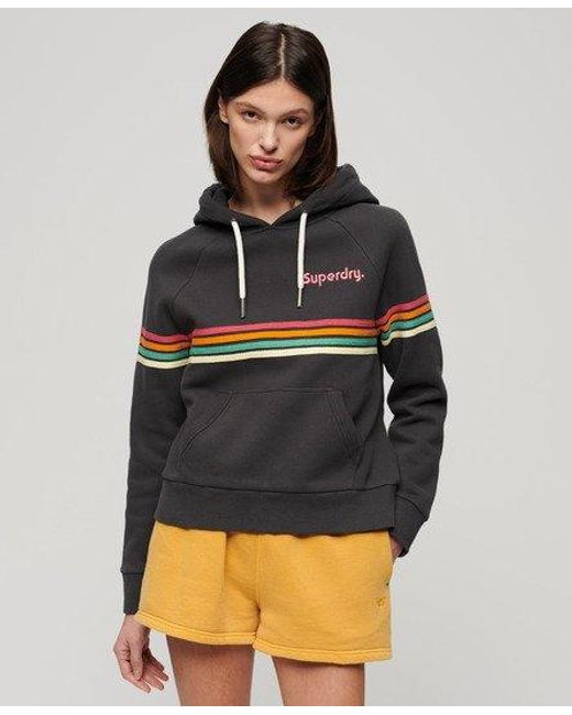 Superdry Rainbow Stripe Hoodie Met Logo in het Gray