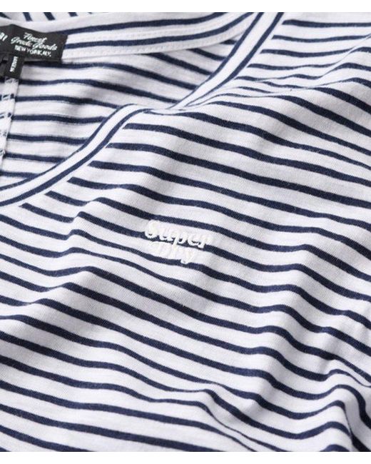 Superdry Gray & Co Classic Striped Slub Embroidered V-neck T-shirt