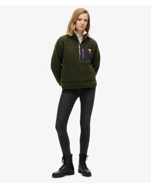 Superdry Green & Co Vintage Retro Half Zip Fleece Jumper