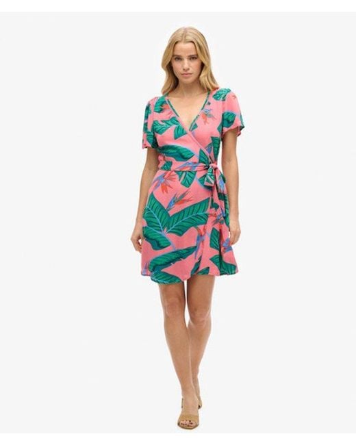 Superdry White & Co Printed Mini Wrap Dress