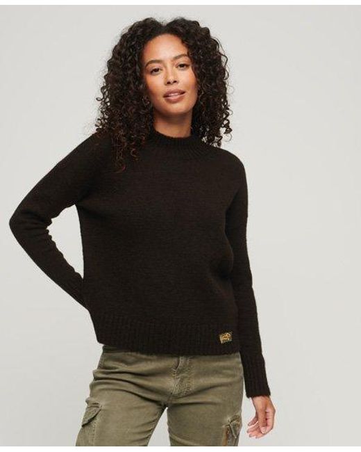 Superdry Black Classic Knitted Essential Mock Neck Jumper