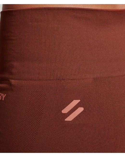 Superdry Purple & Co Ladies Logo Print Sport Core Seamless Tight Shorts