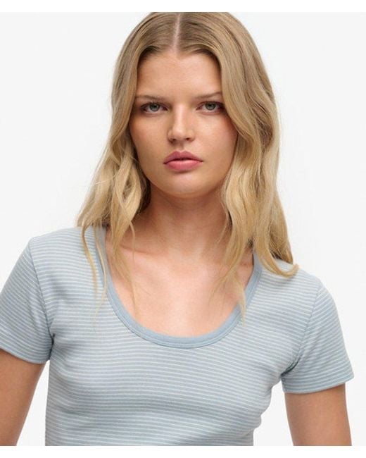 Superdry Gray & Co Athletic Essentials Striped Short Sleeve Top