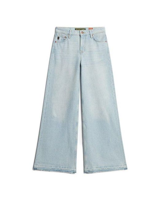 Superdry Blue & Co Raw Hem Wide Leg Flare Jeans