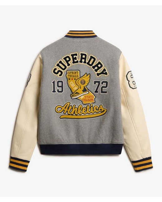 Superdry Gray & Co Oversized College Patched Bomber Jacket