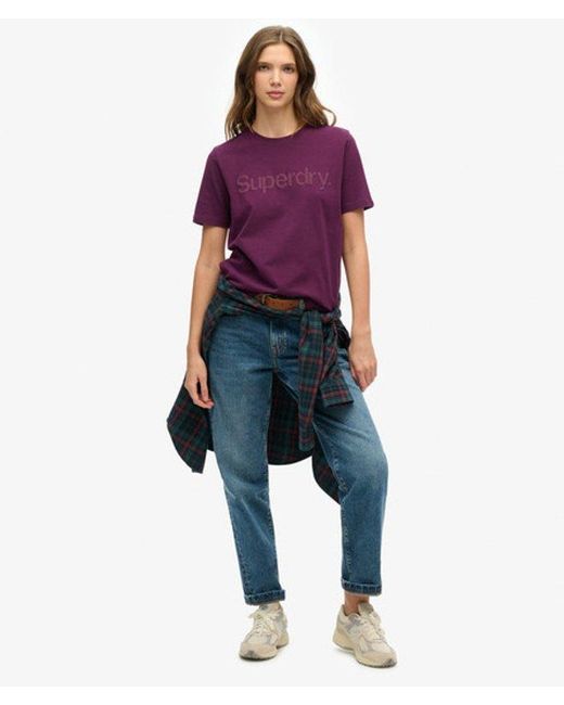 Superdry Purple & Co Classic Textured Graphic Tonal Core T Shirt