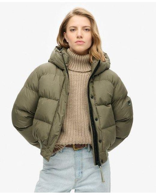 Superdry Green Hooded Sports Puffer Bomber Jacket