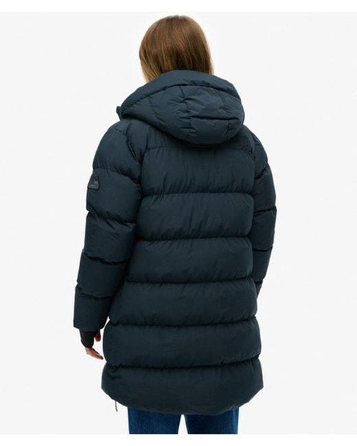 Superdry Blue & Co Hooded Sports Puffer Mid Length Jacket