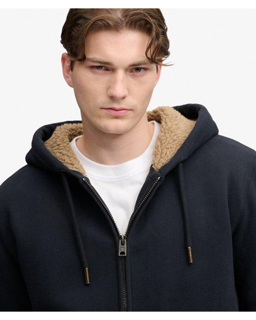 Superdry Black & Co Borg Lined Zip Hoodie for men