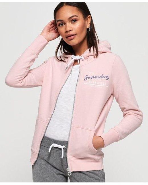 Superdry Pink Track & Field Zip Hoodie Fade