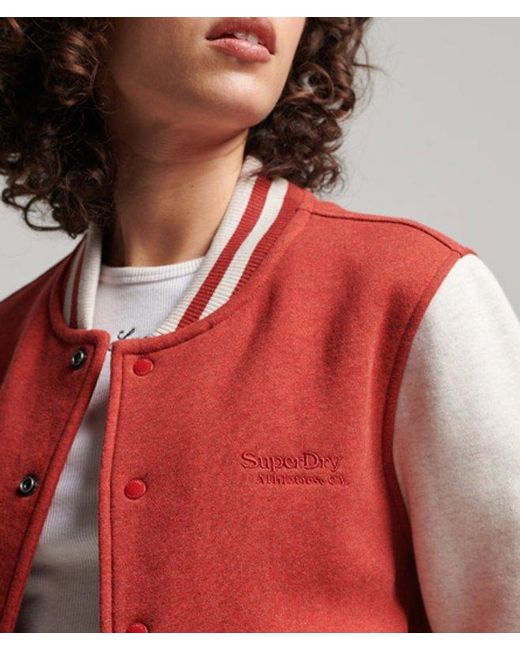 Superdry Red & Co Vintage Logo Jersey Bomber Jacket