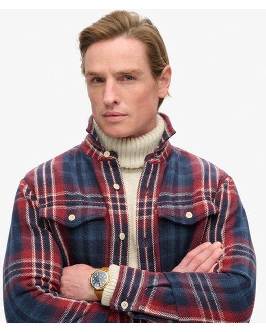 Superdry Red & Co Checked The Merchant Store Heavy Long Sleeve Shirt for men