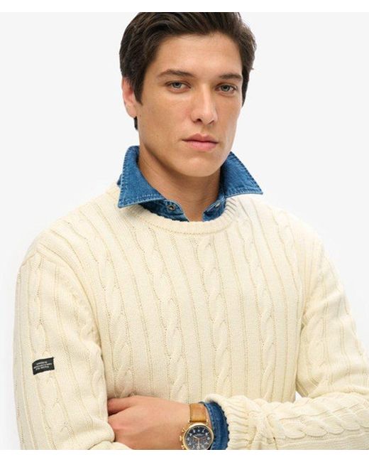 Superdry Natural Cotton Classic Cable Knit Crew Jumper for men