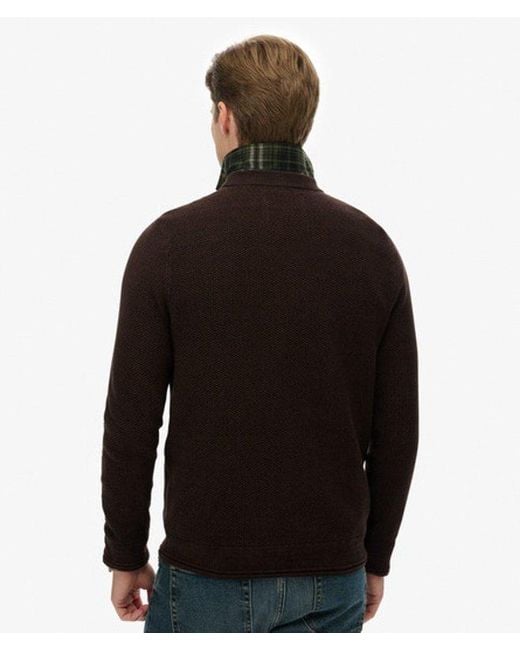 Homme Pull Texturé En Coton Léger Taille Superdry pour homme en coloris Black