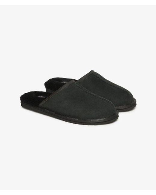 Superdry Black & Co Suede Mule Slippers for men
