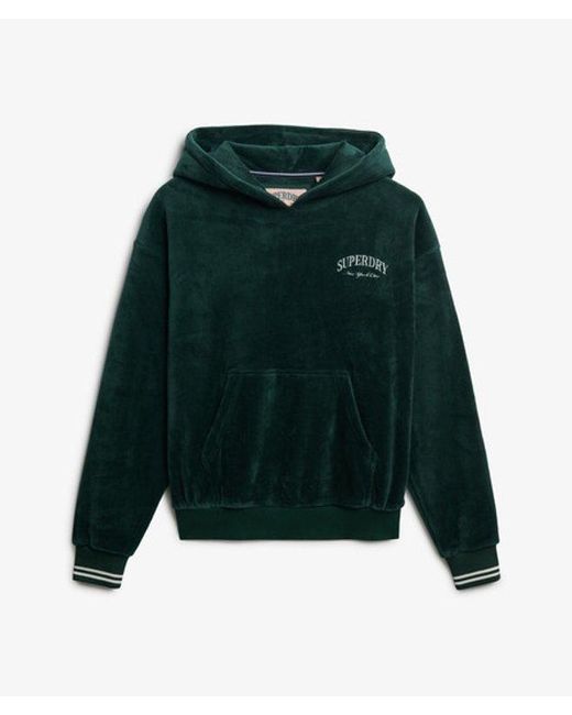 Superdry Green & Co Country Club Velour Relaxed Hoodie