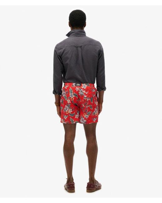 Superdry Red & Co Hawaiian Print 16-inch Swim Shorts for men