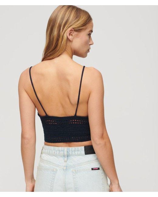 Superdry Jersey Kanten Bralette in het Blue