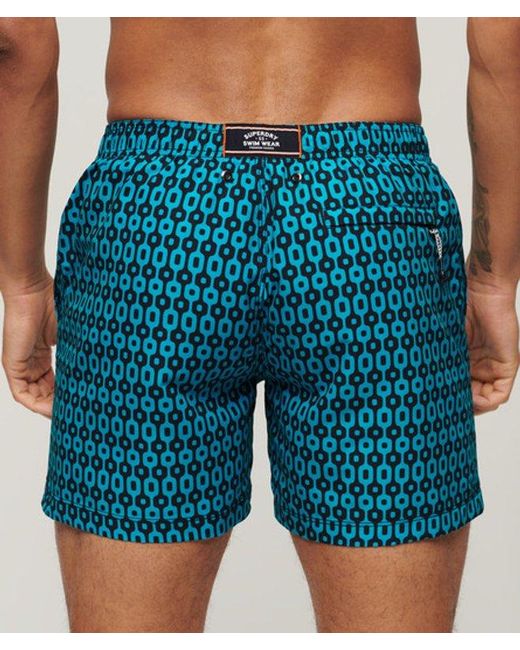 Superdry Blue & Co Printed 15-inch Recycled Swim Shorts for men