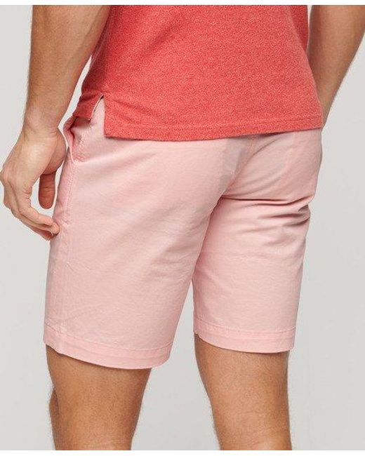 Superdry Pink Slim Fit Stretch Chino Shorts for men