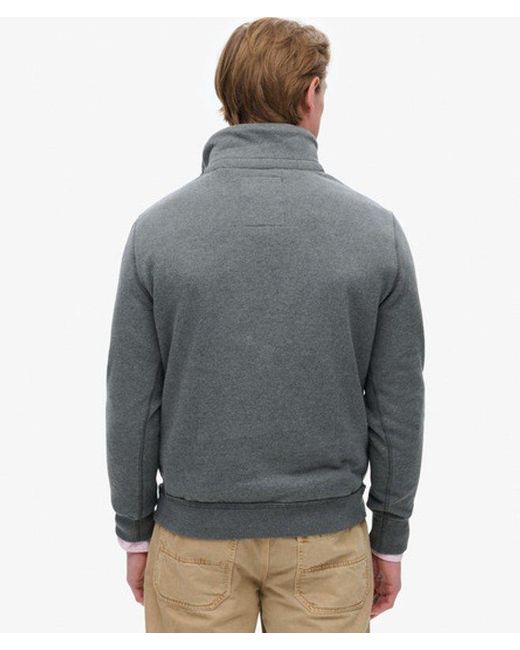 Superdry Gray Vintage Athletic Half Button Sweatshirt for men