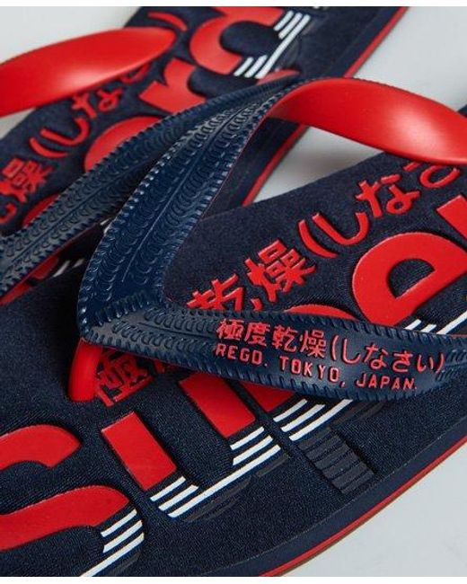 Superdry Blue Tricolour Flip Flops Darkest for men