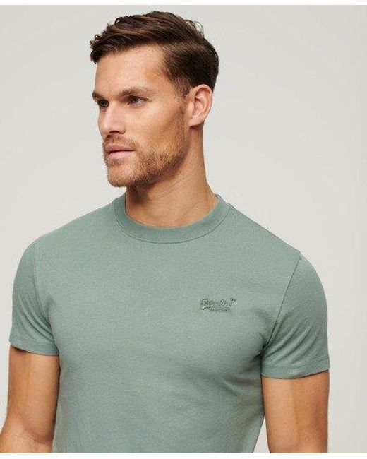 Superdry Green Organic Cotton Essential Logo Embroidered T-shirt for men