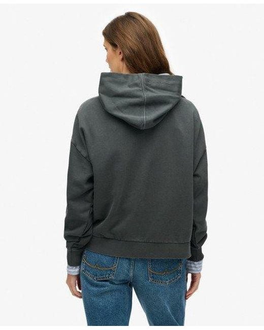 Superdry Gray Embroidered Core Logo Relaxed Hoodie