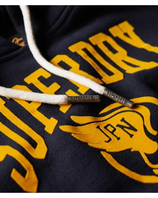 Superdry Blue Ladies Classic Varsity Flocked Graphic Hoodie