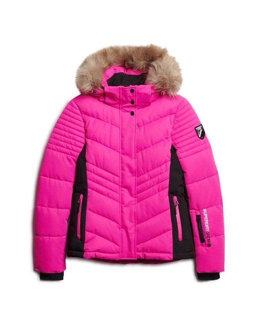 Superdry Sport Ski Luxe Puffer Jacket in Pink | Lyst