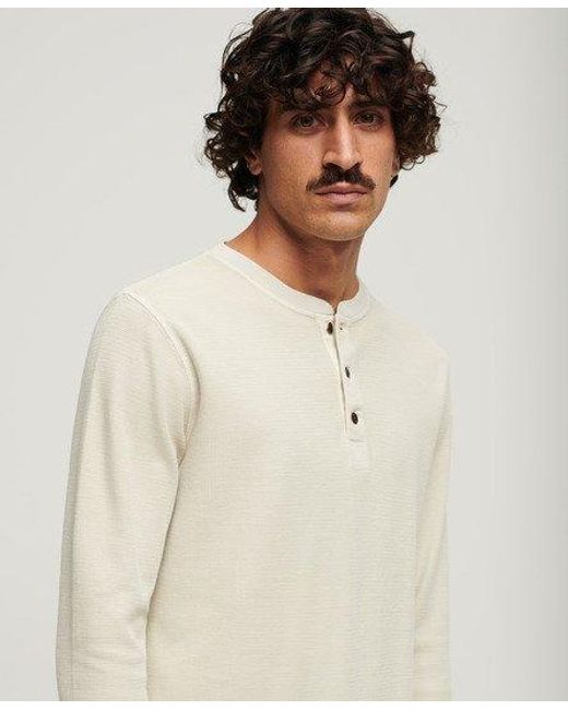 Superdry Natural Waffle Long Sleeve Henley Top for men