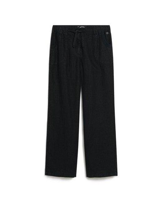 Superdry Black Linen Low Rise Pants