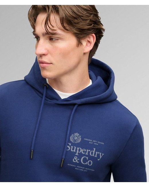 Superdry Blue & Co 1954 Company Relaxed Hoodie for men
