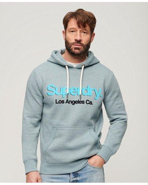 Superdry Blue Classic Embroidered Logo Core Hoodie for men